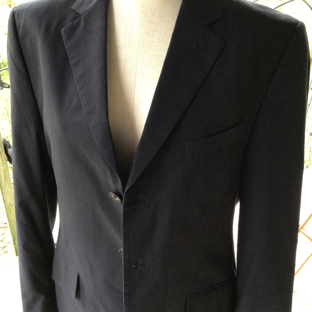 Men’s Banana Republic Navy cotton suit jacket 38S  pants 33 x 34
